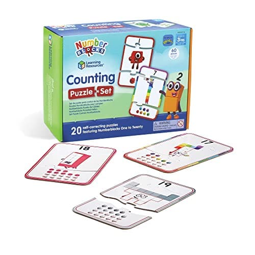 Image of Learning Resources Numberblocks Counting Puzzle Set, Learn to Count from 1–20, Jigsaw Puzzle, Puzzles for 3 Year Old, 20 Educational in a Box, 3-Piece Puzzles, Ages 3+ One Size (HM95401-UK)