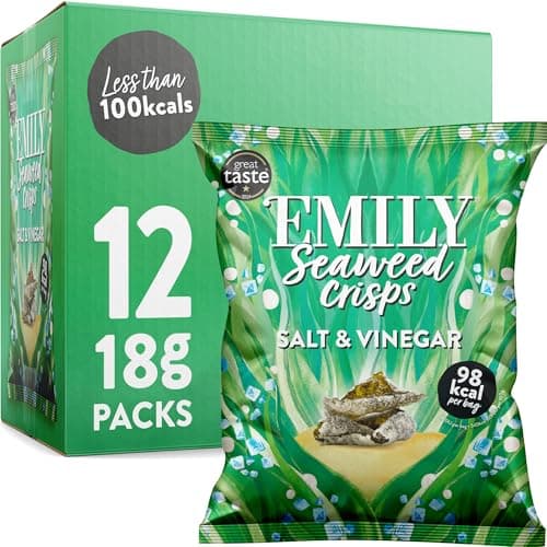 Image of Abakus Seaweed Crisps - Salt & Vinegar 12 x 18g, Seaweed Snack, Nori Snack, Vegan, Gluten-Free, Healthy Snack, Source of Iodine