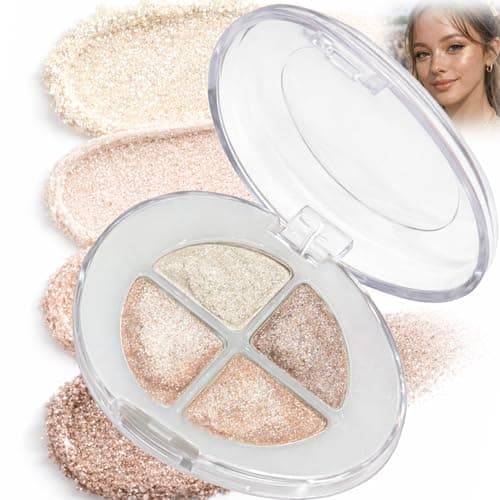 Image of Champagne Glitz 4-Color Glitter Eyeshadow Palette with Diamond Dust Sparkle - Buildable Iridescent Highlight Shades for Eyes and Face, High Gloss Pigmented Metallic Powder for Day to Night Makeup