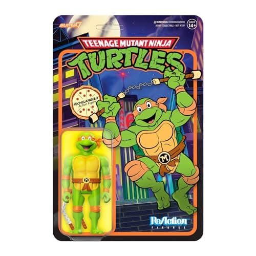 Image of SUPER 7 TEENAGE MUTANT NINJA TURTLES REACTION FIGURE MICHELANGELO 10 CM