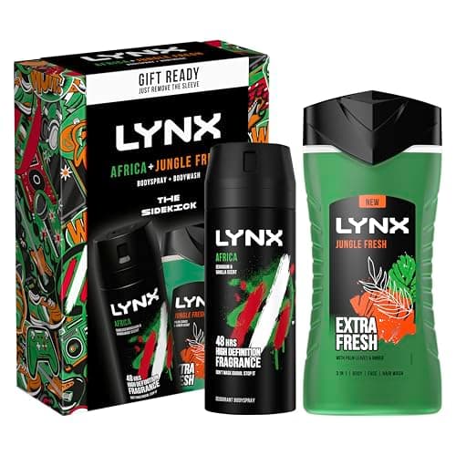 Image of Lynx Africa & Jungle Fresh The Sidekick Duo Gift Set ith 3-in-1 Body, Face,Hair Wash & Body Spray Deodorant