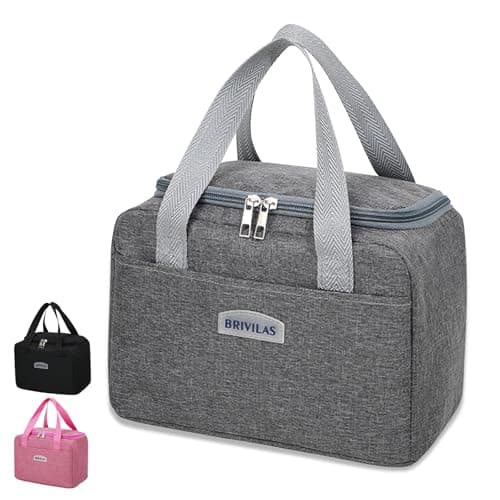 Image of Binoster Insulated Lunch Bag Tote Bag for Women Wide Open Insulated Cooler Bag Water-Resistant Thermal Leak-Proof Lunch Organizer for Men Girls Outdoor Picnic Work (GreySquare)