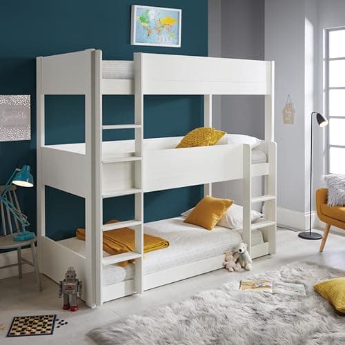 Image of Bedmaster Snowdon White Three Tier Bunk Bed Triple Sleeper Bunk Bed