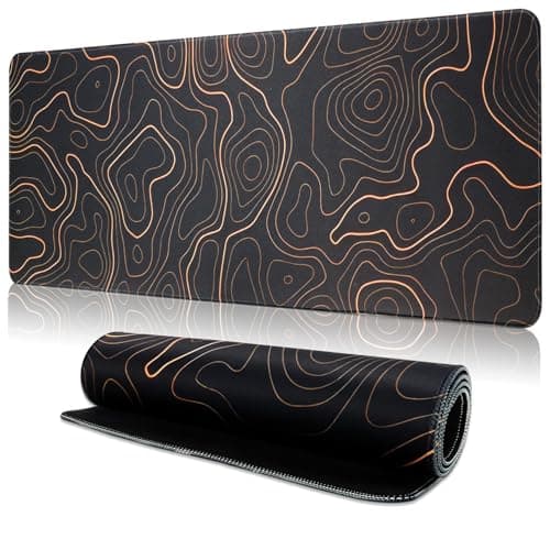 Image of TOPWAYS Mouse Mat Mouse Pad, Large Desk Mat Gaming Mouse Pad Keyboard Mat Desk Pad Mousemat Extend Long Mouse Mat for Keyboard and Mouse 800 x 300 x 3mm (Black Topographic Orange)