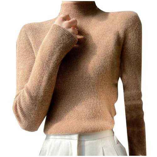 Image of Keepink Jumpers for Women UK Chunky Roll Neck Sweater Plain Soft Knit Jumper Classic Fit Lightweight Long Sleeve Tops Cosy Winter Pullover Warm Layer for Christmas Parties Trips
