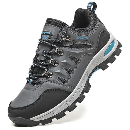Image of Topwolve Hiking Boots Men's Women's Waterproof Walking Shoes Low Rise Trekking Climbing Shoes Outdoor Backpacking Camping Trails Shoes,Grey,7 UK