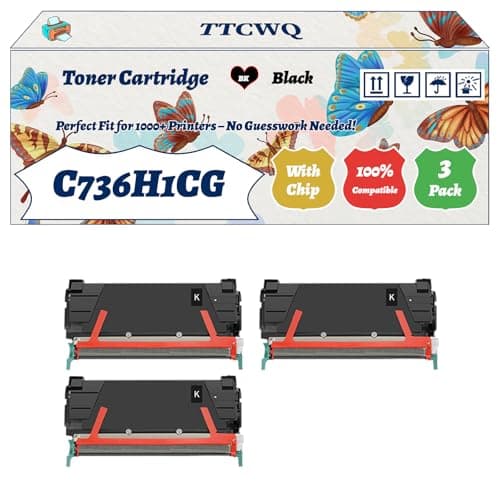 Image of Compatible for Lexmark C736H1CG C736H1MG C736H1YG Toner Cartridge Work for Lexmark C736DN C736DTN C736N X736DE X738DE Printers (3 Pack Black)