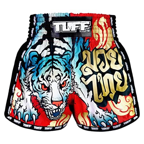 Image of Tuff Sport Retro Muay Thai Shorts Boxing Shorts Classic Slim Cut MMA Kickboxing Workout Set Clothing Training, Tuf-msc126-red, X-Large