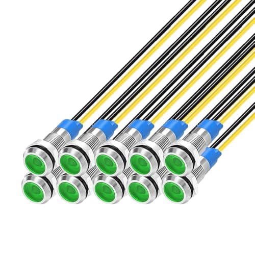 Image of Gebildet 10pcs 6mm 1/4" 230V AC LED Metal Indicator Light Waterproof Signal Lamp (Green)