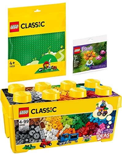 Image of Lego Classic 10696 Lego Medium Building Bricks - 11023 Green Panel and 30417 Garden Flower & Butterfly
