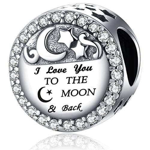 Image of S925 Sterling Silver Charms Fit for Pandora Charms Bracelet I Love You to the Moon and Back Bead Charm Gifts for Woman 4