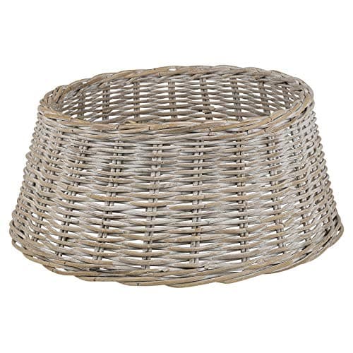 Image of URBNLIVING Large Christmas Tree Wicker Skirts Natural Bamboo (Snowy White)