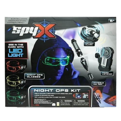 Image of SpyX - Night Ops Kids Kit with Night Vision Goggles, Invisible Ink Pen, Micro Listener and Motion Alarm - 4 Spy Gadget Tools for Secret Missions in the Dark - Ages 6+ Role Play Adventure Set