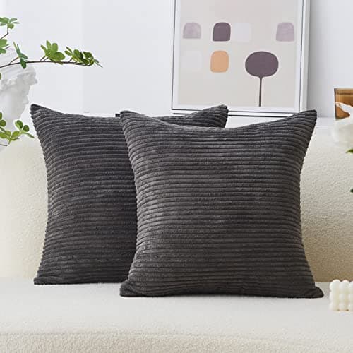 Image of Home Brilliant Large Cushions 20x20 Inch Grey, Decorative Plain Cushion Covers for Sofa Couch Car Living Room, Cushion Cover 50cm x 50cm Set of 2 (50x50, Dark Grey)