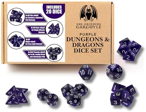 Image of Dungeons and Dragons Dice Set x 20 Pearl Purple RPG Accessory - Epic Gaming DnD TTRPG - Polyhedral Dice Sets D&D – Role-Playing Dice Set - Pathfinder MTG Table Top RPG - D and D Poly (Ultimate)