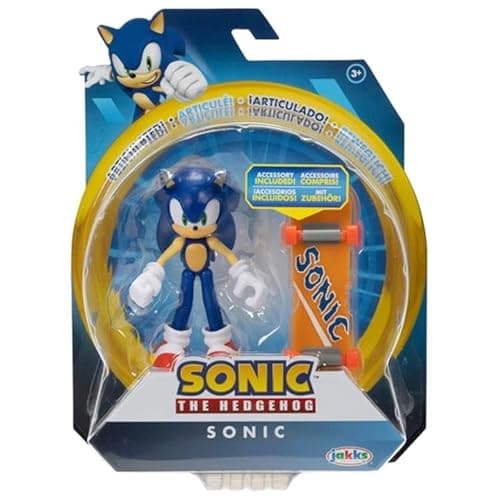 Image of Sonic The Hedgehog 4-Inch Articulated Action Figure Collection (Choose Figure) (Sonic with Orange Skateboard)