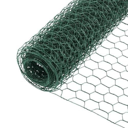 Image of Garden Poultry Green Chicken Wire PVC Coated Hexagonal Wire Mesh Roll Animal Fence 3m x 400mm Garden Netting Fencing for Pet Rabbit Chicken with Gloves & 50Pcs Cable Ties