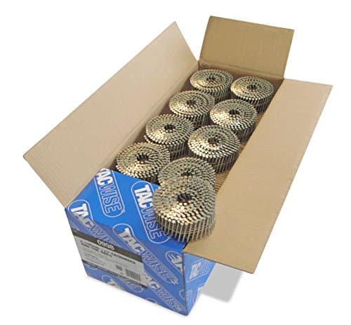 Image of Tacwise 0998 Galvanised Flat Top Coil Nails Type 2.1 x 45 mm, Diamond Point, Ring Shank, 16° Inclined, Wire Collated, Pack of 14,400