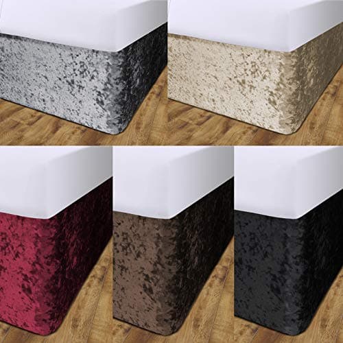 Image of John Aird Crushed Velvet Elasticated Divan Bed Valance (Black, Double)