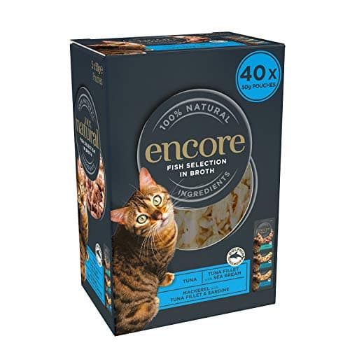 Image of Encore 100% Natural Wet Cat Food, Multipack Fish Selection in 50g Pouch, 8x 5x 50g (Total 40 Pouches)
