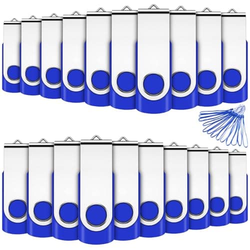 Image of USB 4GB Memory Sticks 20Pack, EASTBULL USB 2.0 Flash Drive External Computer Storage with Lanyard (Blue 20pcs)