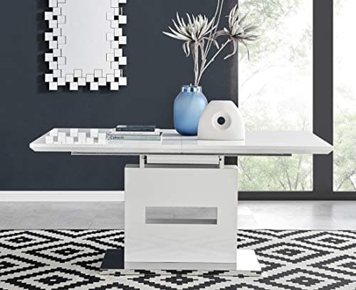 Image of Furniturebox UK Arezzo Large 160cm - 200cm Extending White High Gloss & Chrome 6 Seat Dining Table - Stylish, Modern, Elegant