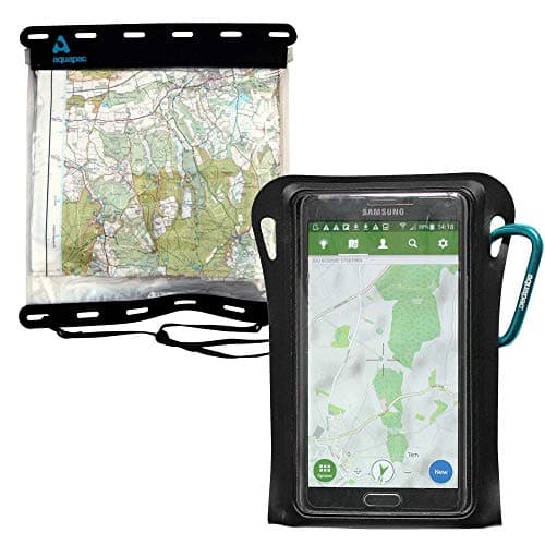 Image of Aquapac Combo - Large Map Case and Trailproof Phone Case, Made in the UK, Lanyard, Travel Essential, 5 Year Warranty, Eco Friendly, Watersports, Hiking, Mountain Biking, Running Accessory