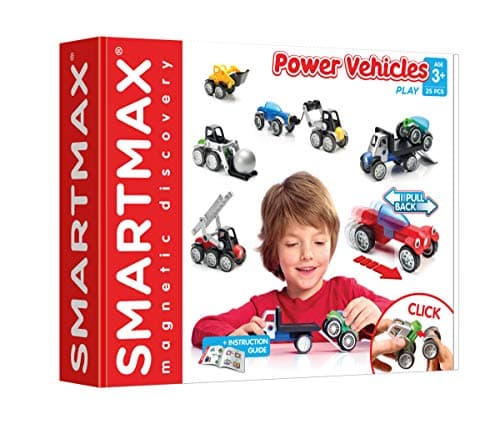 Image of SMARTMAX - Power Vehicles, Magnetic Discovery Play Set, 25 pieces, 3+ Years, Blue,green,orange,purple,red