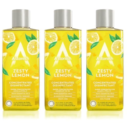 Image of Astonish 3 in 1 Multi-Purpose Super Concentrated Disinfectant with Long Lasting Fragrance, Zesty Lemon, 3 x 300ml