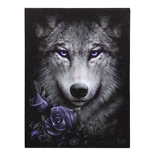 Image of Something Different Wholesale Wolf Roses Canvas Plaque - Gothic Spiral Direct Wall Art, Abstract Black Skull - Halloween Decor & Gothic Wall Decoration