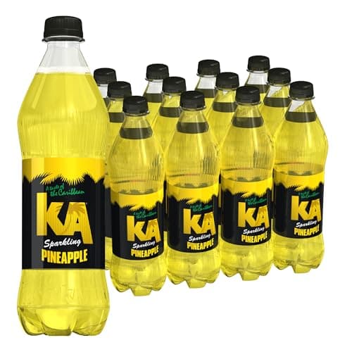 Image of KA Caribbean Pineapple Fizzy Drinks - Traditional & Authentic Caribbean Jamaican Style Sparkling Drink - Soft Drinks Multipack - Caribbean Pineapple Soda Drinks Bulk Pack - 12 x 500ml Bottles