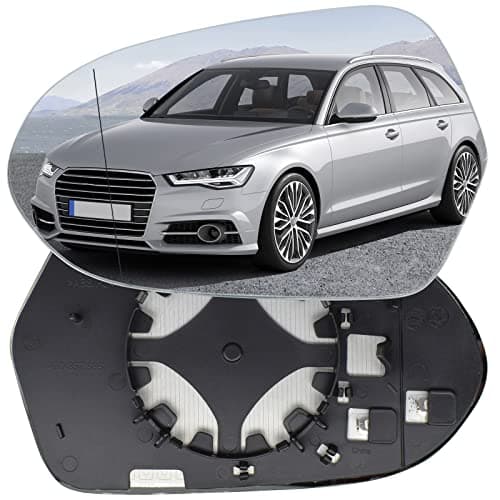 Image of AUTOXBERT Wing Mirror Glass Left Side Heated Aspherical Fits Audi A6 2011 2012 2013 2014 2015 2016 2017 2018 with Backing Plate
