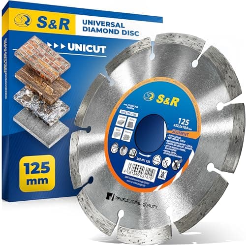 Image of S&R Diamond Cutting Disc 125 x 22.2 mm Saw Blade for Angle Grinder universal use - Concrete, Stone, Brick, Masonry