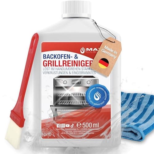 Image of Oven Cleaner 500 ml Gel Paste Incl. proWIN Oven and Grill Cleaner Brush | Removes The Most Stubborn Encrustations – Cleans Automatically – Without Heating – No Odours and Bonus Maxxi Clean Antibacterial Fleece in a Selection of 4 Colours