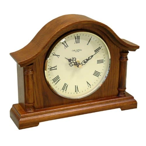 Image of Broken Arch Walnut Mantel Clock with Roman Numerals