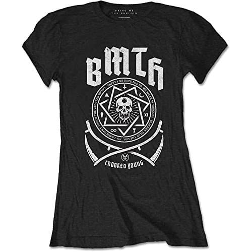 Image of Rockoff Trade Women's Bring Me the Horizon Ladies Tee: Crooked T-Shirt, Black (Black Black), 8 (Manufacturer Size:Small)