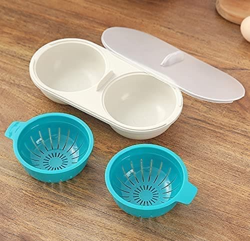 Image of Microwave Egg Poachers, Mold Eggs Poacher Cup,Draining Egg Boiler,Eggs Poacher Cup, Lids Non-Stick Coated Cooking Food Grade PP Double Cup Egg Cooker Egg Steamer Kitchen Gadget