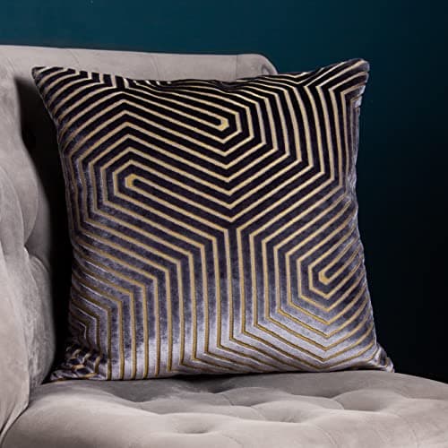 Image of Paoletti Evoke Cut Velvet Feather Rich Filled Cushion, Charcoal, 45 x 45cm