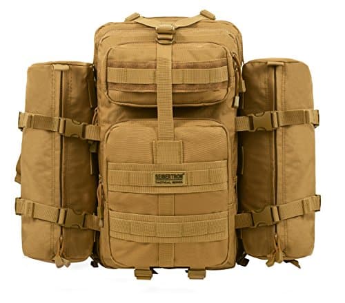 Image of Seibertron Falcon Tactical Water Repellent Hiking Camping Backpack Compact Assault Pack Summit Bag 37L(1+2) Khaki