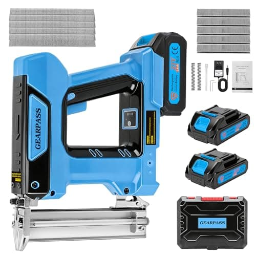 Image of Cordless 18 Gauge Brad Nailer, 2-in-1 21V Nail Gun with 2×2.0Ah Batteries & Charger, Fast Nailing, Includes 1000 Nails for Woodworking, Trim & Home Projects