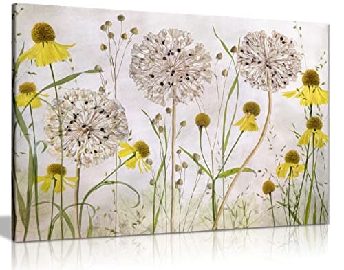 Image of Panther Print Fine Art Prints Yellow Summer Flower Garden Artistic Framed Canvas Print, Pictures for Home Walls, Bedroom, Living Room & Bathroom Decor 61x41cm (24x16in)