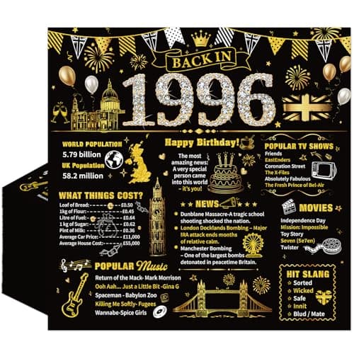 Image of Eiapadeor 30th Birthday Paper Napkins - 20 Pcs 30th Birthday Cocktail Paper Napkins Black Gold Back in 1996 Disposable Tableware for Men Women 30 Year Old Party Decorations 6.3 x 6.3 inch Folded