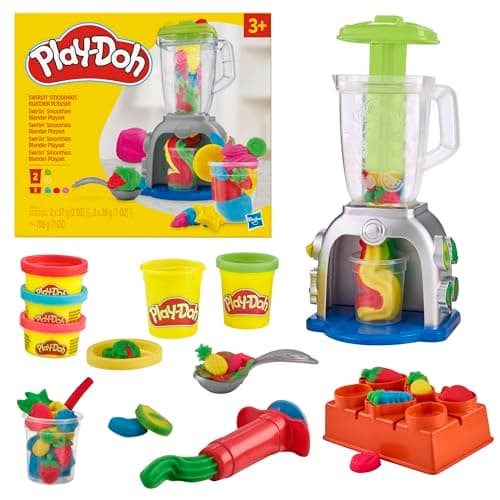 Image of Play-Doh Swirlin' Smoothies Toy Blender Playset for Toddlers, Non-Toxic Modelling Compound Set, Crafts for Kids, Creative Play for 3+ Year Olds