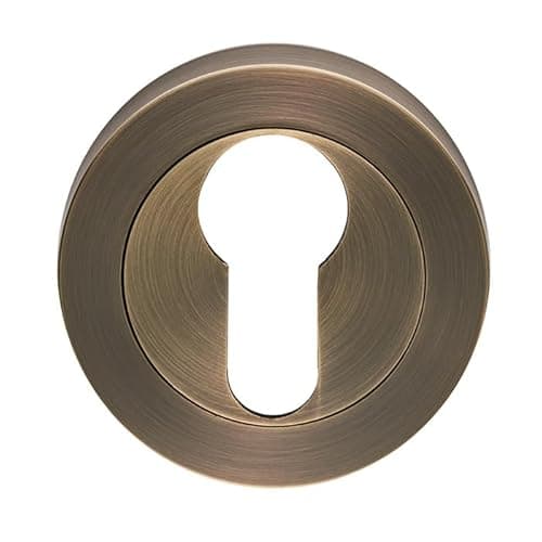 Image of Kooples Hardware Euro/Standard Profile Escutcheons Dual Keyhole Cover Set for Mortice & Euro Cylinder Locks – Satin Stainless Steel Finish (Antique Brass, Euro Profile)