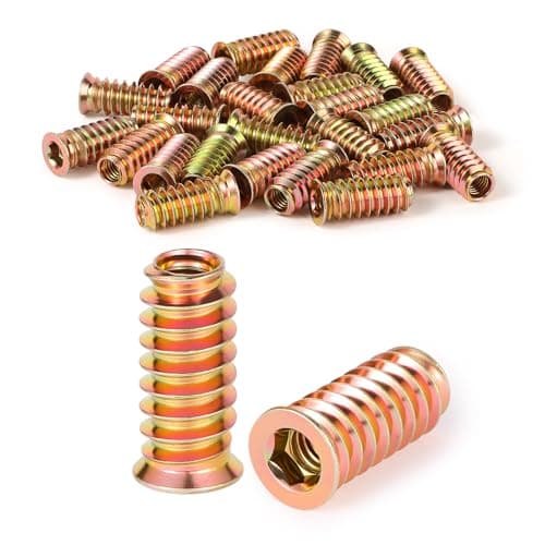 Image of msymsyu 25 Pcs Threaded Inserts M6x15mm Insert Nuts Hex Drive Head Nuts Carbon Steel Threaded Inserts for Wooden for Various Wood Furniture Manufacturing and Assembly