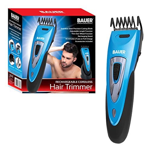 Image of Bauer Professional 38760 Men's Hair Trimmer and Clippers | Rechargeable & Cordless | Salon Quality | Stainless Steel Blades