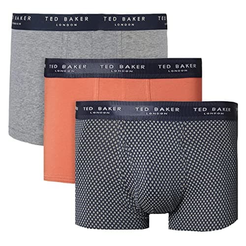 Image of Ted Baker Mens 3 Pack Boxers - Grey Heather/Hot Sauce/Navy Holwood - S