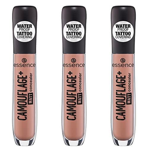 Image of essence CAMOUFLAGE+ MATT concealer, concealer stick, tattoo cover, 30 light honey, nude, mattifying, matte, oil-free, waterproof, alcohol-free, pack of 3 (3 x 5 ml)