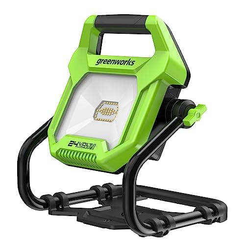 Image of Greenworks G24WL Cordless AC/DC Hybrid Work Light with Hanging Hook, AC Power Cable or Portable Battery, 2000 Lumen, 2 Brightness Settings WITHOUT 24V Battery & Charger, 3 Year Guarantee
