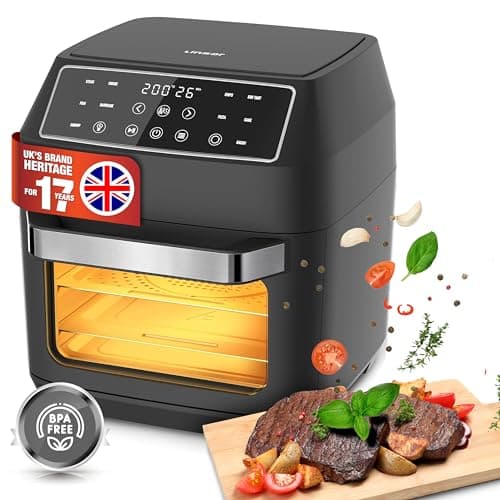 Image of Linsar - Air Fryer with Rotisserie - 12l XL Multifunctional Mini Oven - 6 Air Fryer Accessoires - Large Airfryer with Digital LED Display - Pre-Programmed Settings - up to 200°C - 1700W